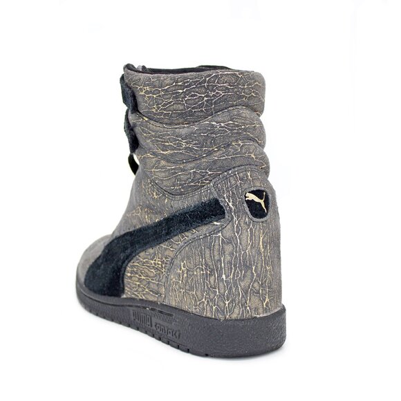 Puma Sky Wedge Gray/Gold Thread Iridescent Womens High Top Sneakers: Size 9.5 - Picture 3 of 9